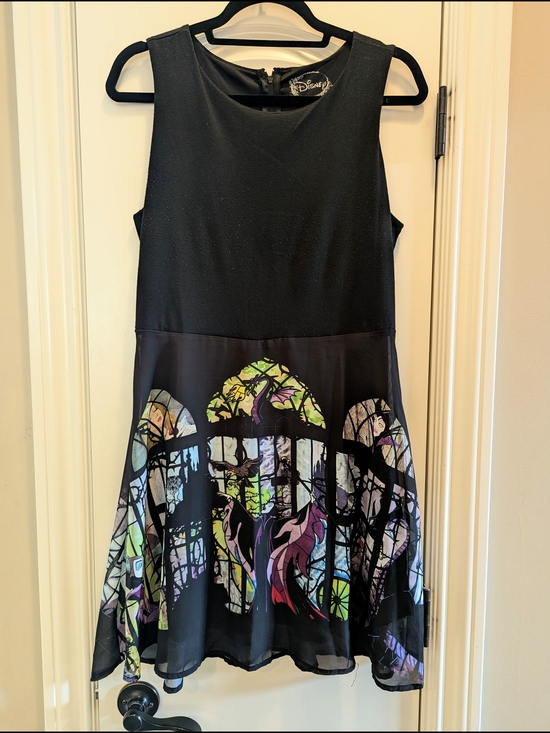 Disney Dresses & Skirts - Disney Black Maleficent Dress with Multicolor Stained-Glass Skirt, Rare